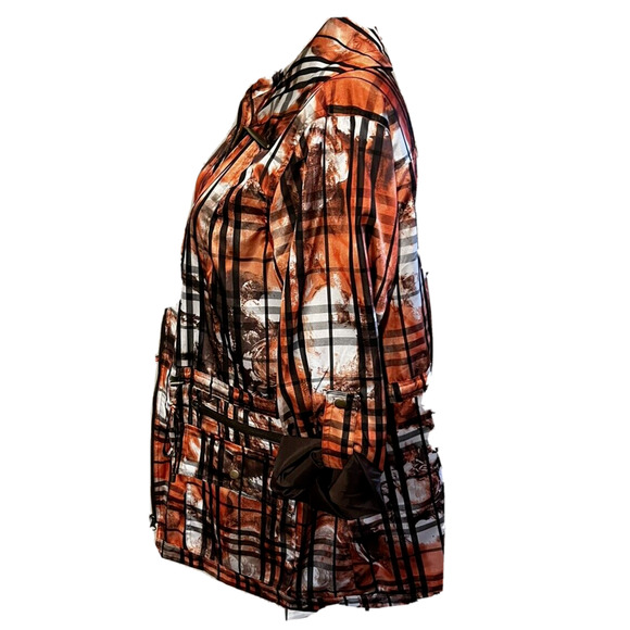 MULTIPLES Jacket 0X 14W Rolled Sleeved Zip Front Rain Orange Brown White NWT - Picture 2 of 12